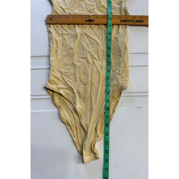 ZARA Yellow Fitted Bodysuit Round Neck Sleeveless Size M Nylon Stretch - Picture 5 of 5